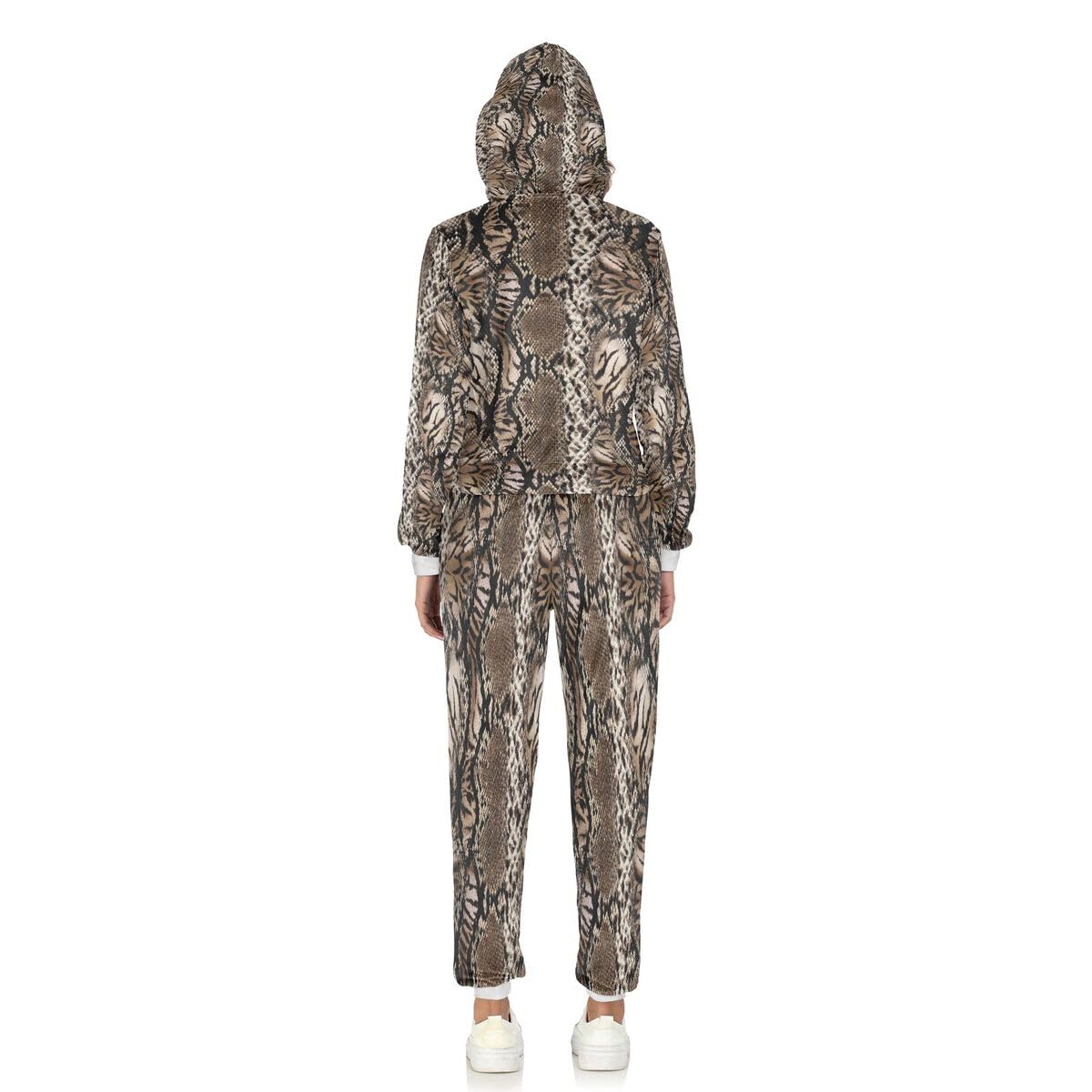 Conjunto deportivo de 2 piezas para mujer, estampado de piel de serpiente y leopardo, conjunto deportivo de manga larga, estampado de animales abstractos