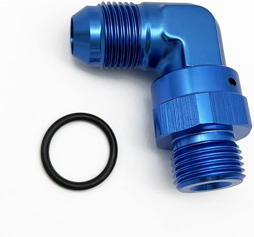 Miniatura 5 de Alto radio de flujo 45 grados aluminio 8AN macho Flare a 6AN macho adaptador giratorio con AN6 O ring ORB puerto, negro