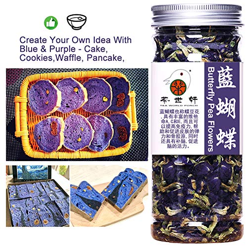 Plant Gift Dried Blue Butterfly Pea Flowers Tea, Dried Blue Pea (Clitoria Ternatea) Edible Flowers, Dragon Pea Flower, Butterflies Tea Recipes Food Coloring 40G/1.41oz - Thumbnail 6