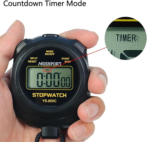 Miniatura 4 de Paquete de 2 cronómetros digitales con temporizador deportivo con cuenta regresiva de encendidoapagado, batería AAA incluida, cronómetro simple de