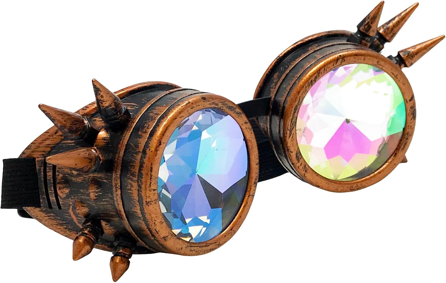 Rave Kaleidoscope Goggles Vintage Copper Spiked Steampunk Glasses