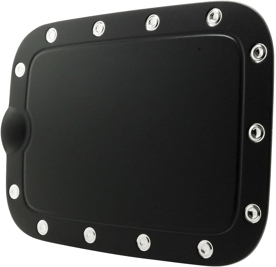 Cobra Tek Fuel Tank Gas Door Cover Self-Adhesive | Fits 2011-2016 F250 | Black Color Stainless Steel Exterior Accessories