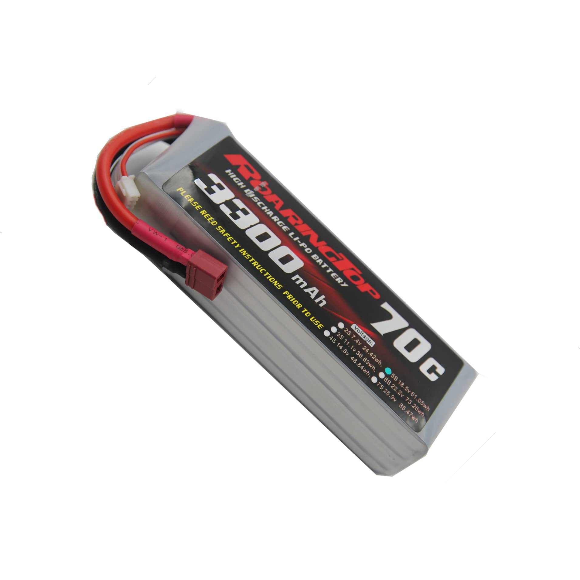 Roaring Top 3300mAh 18.5V 5S 70C Lipo Battery with T Plug for FPV Racing RC Quadcopter Helicopter Airplane Multi-Motor Hobby DIY Parts