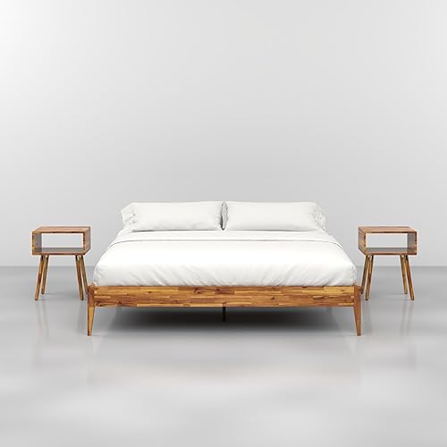 Miniatura 106 de Bme Dinkee - Base de cama de tamaño matrimonial sin cabecera, 15 pulgadas, minimalista y moderna, madera de acacia, 12 listones de madera para