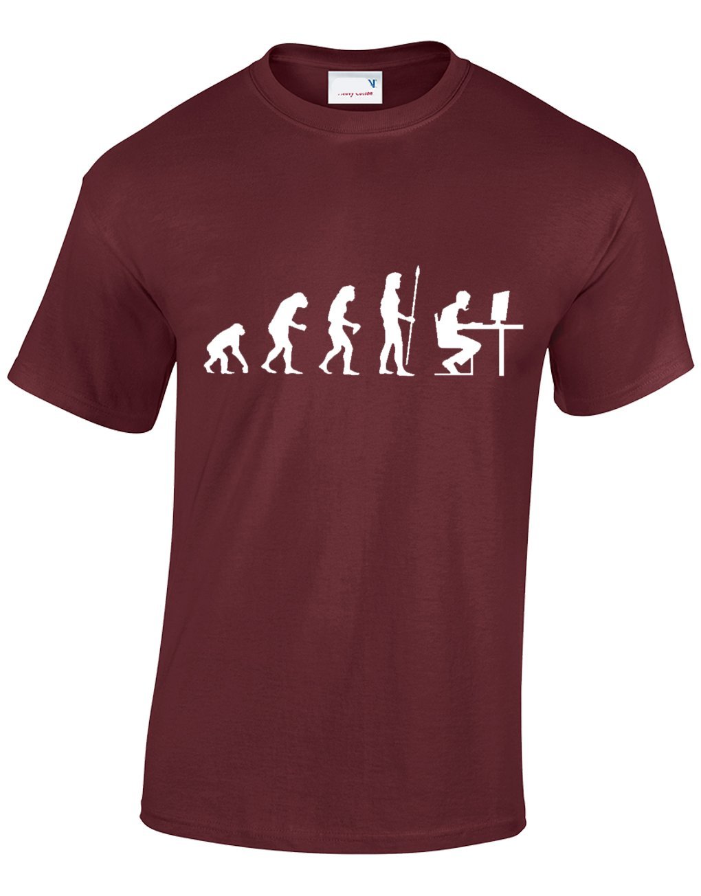 Crown Designs The Evolution of a Pc Gamer Cool Video Game Fan for Men & Teenagers T-Shirts Tops - Maroon/Small