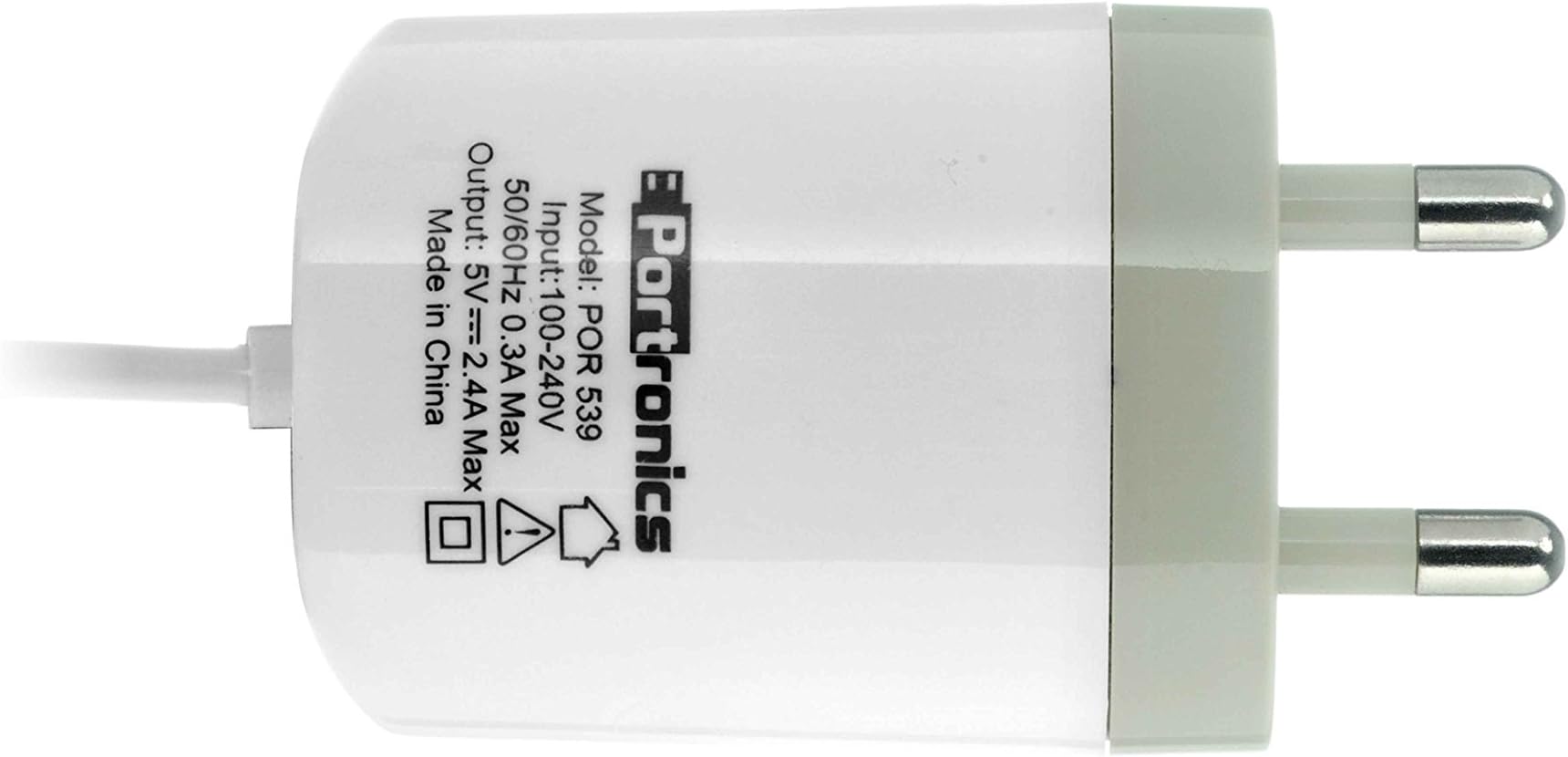 Portronics POR 539 2.4A Adapter with Micro USB Cable (White)