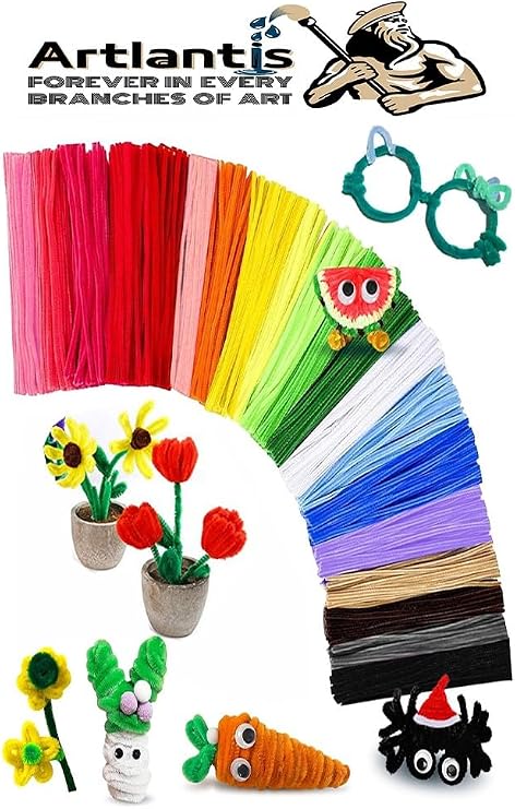 Chenille Pastel Metallic and Main Colors 30 cm 75 li 1 Pack Colored Hairy Wire Plush Wire 30 cm Handcrafted School Projects Decoration
