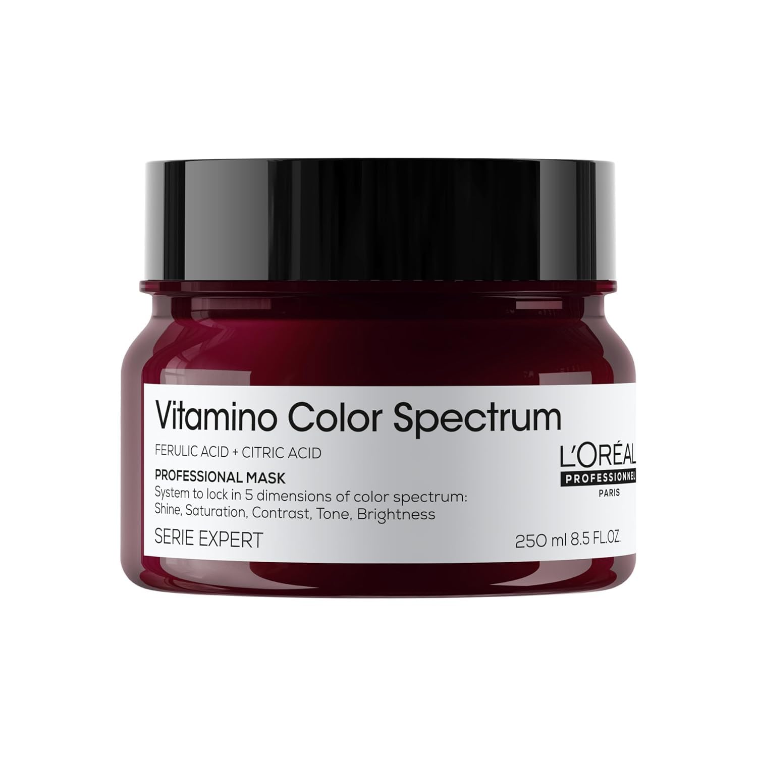 L'Oréal Professionnel Haarmaske für Farbbrillanz mit Glass Hair Effekt bei coloriertem Haar, Mit Ferula- & Zitronensäure, Serie Expert, Vitamino Color Spectrum Maske, 250 ml
