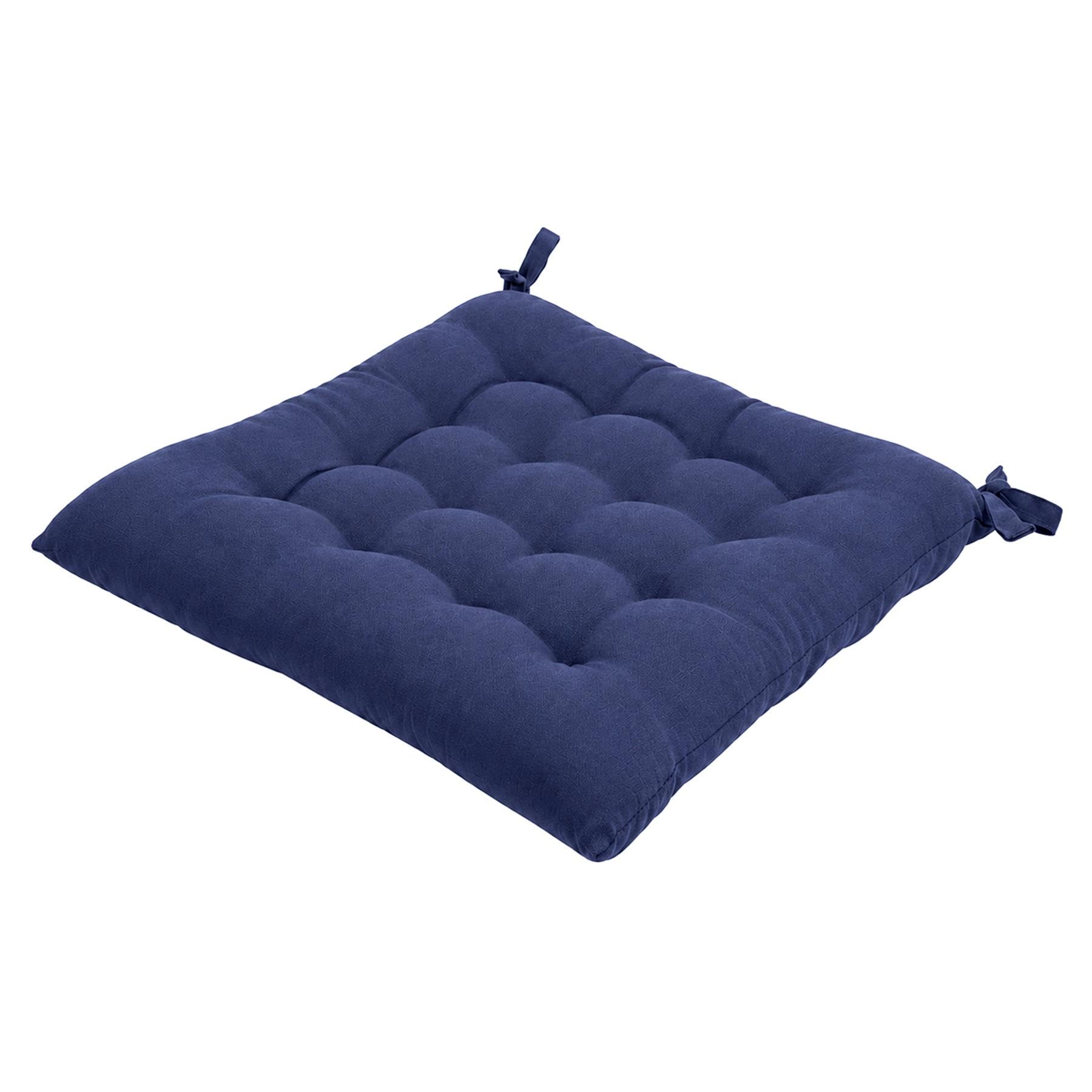 Harbour Housewares Navy Square Seat Pad - 40 X 40Cm Thick Cushion With Ties, Indoor Outdoor Chair Seat Pad For Dining Chairs, Garden, Patio & Bistro Seating