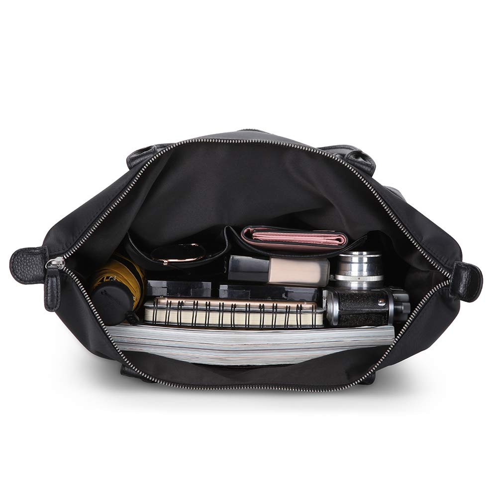 Borsa modello “Tote bag” da donna, grande borsa in nylon con manici in pelle, impermeabile, con cerniera, ideale per viaggio e lavoro