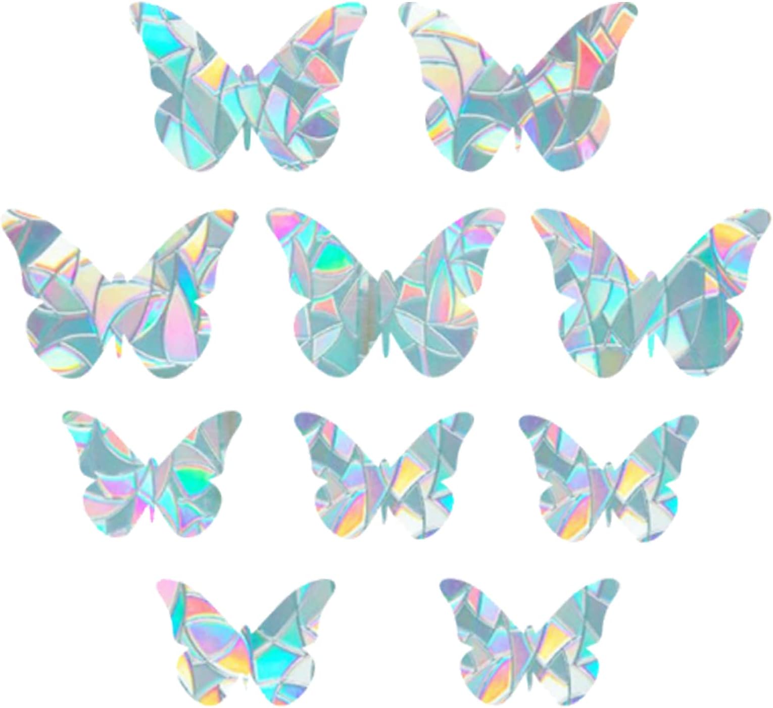 GORGECRAFT Butterfly Window Clings Glass Decals 3D Sun Catcher Stickers Non Adhesive Prism Vinyl Film Static Anti-Collision Alert Decal for Prevent Birds Strikes