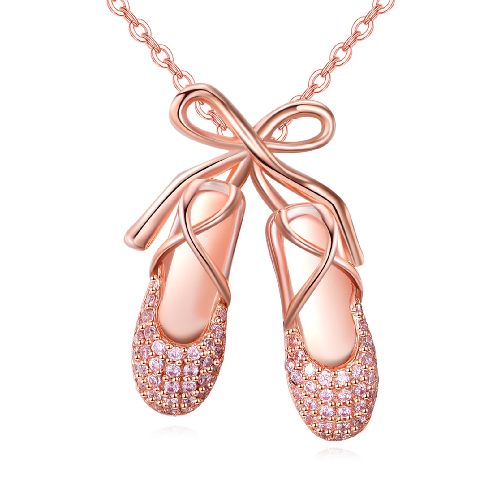 YFN Collana in argento Sterling 925 con ciondolo a forma di ballerina con fiocco rosa, gioiello da donna, regalo per amanti del balletto