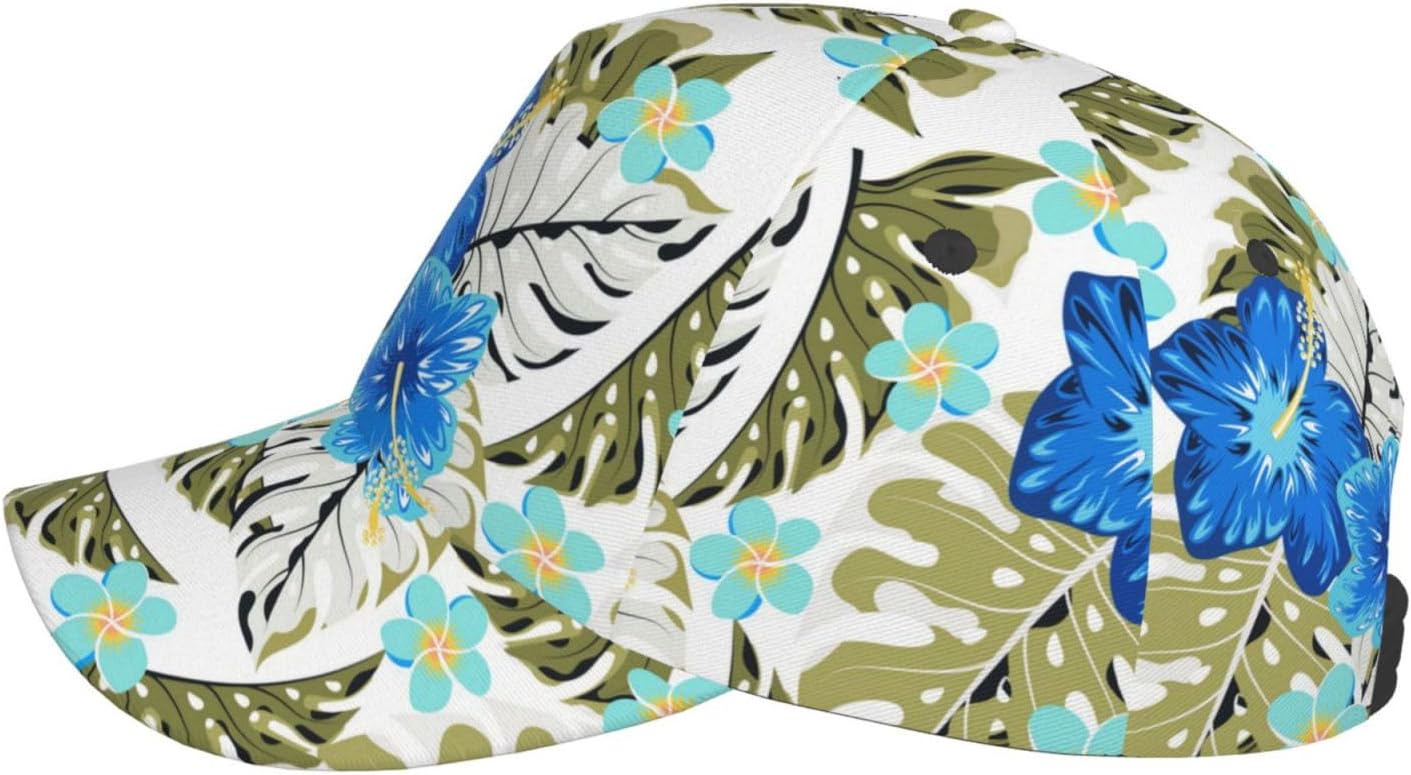 Hawaiian Floral Flower Baseball Cap for Men Women Adjustable Trucker Hat for Running Sports Hiking Beach