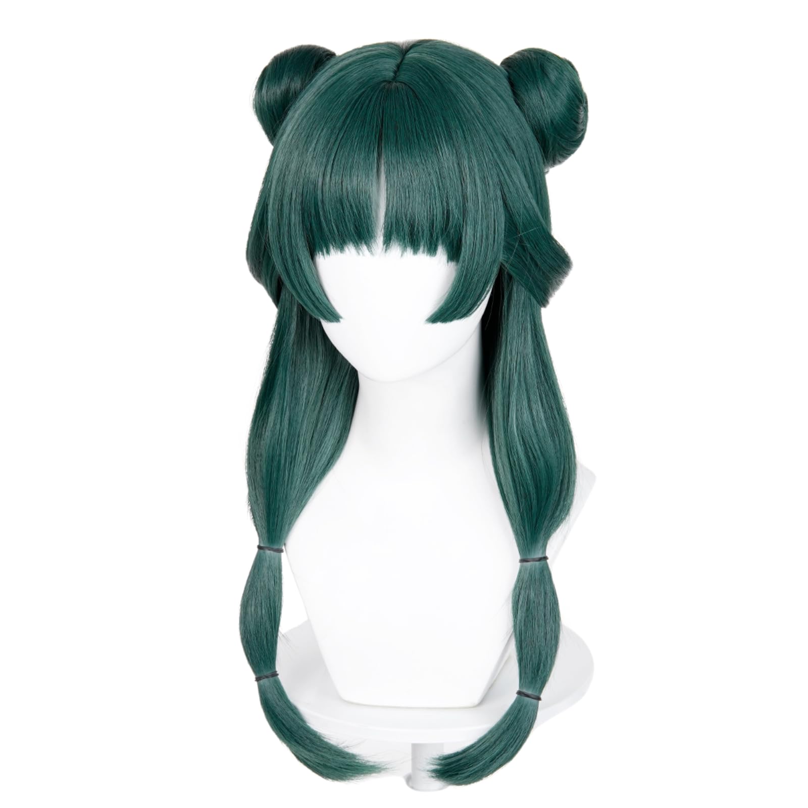 Long Blonde Wig for Misa Amane Cosplay, Long Straight Yellow Cute Kawaii Wig with Bangs + Cap for Halloween Costume: Dark Green+Buns