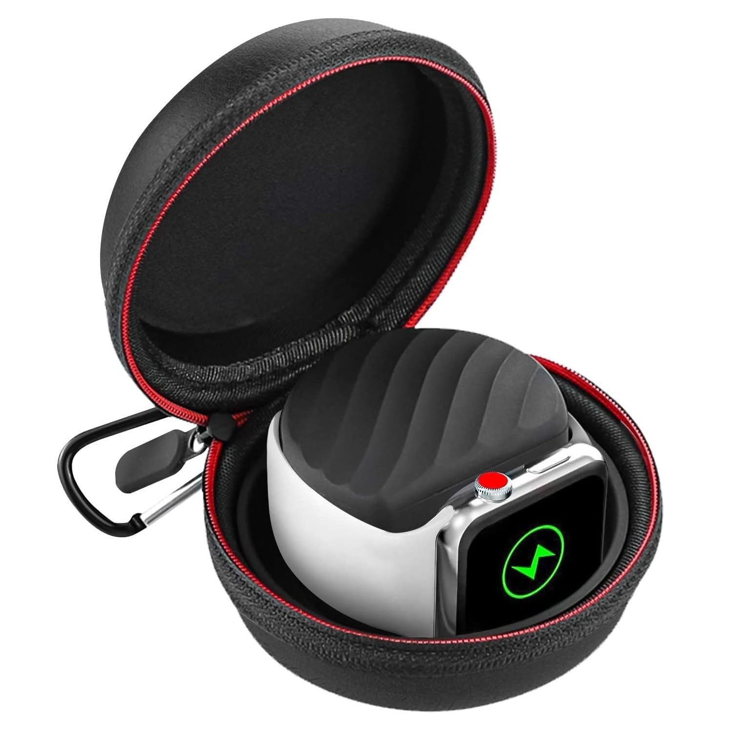 SENIOROY Galaxy Watch 4 Charger Holder, Portable Travel Carrying bag EVA Protective Storage case for Samsung Galaxy Watch 4 classic Watch 3 Active 2 (charger not included) (Black)