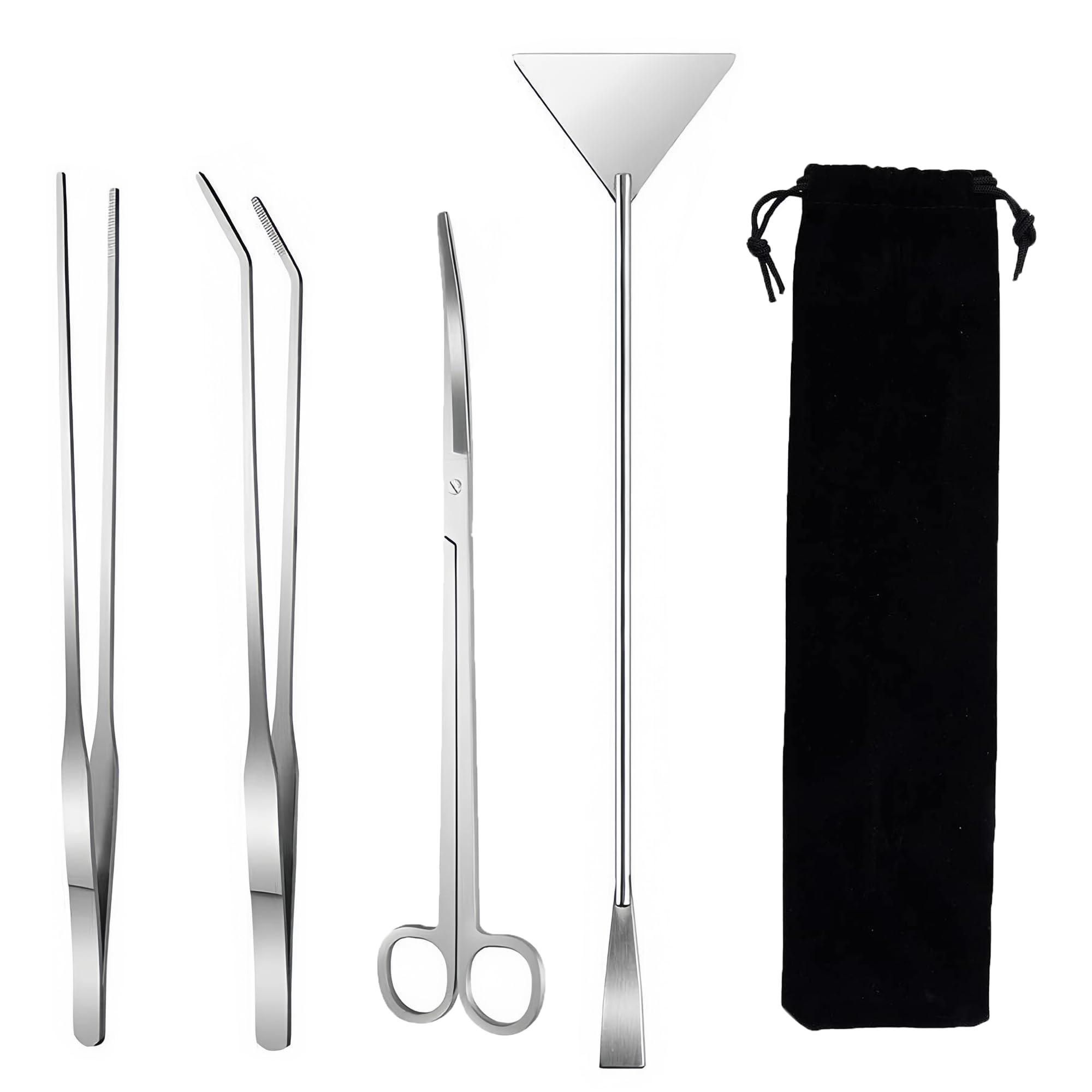 4 Pcs Terrarium Tools, Aquarium Scissors, Long Tweezers Aquariums, Scraper Tool Set