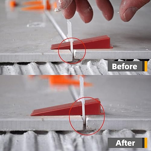 Miniatura 3 de Sistema de nivelación de azulejos de 1000 piezas con clips espaciadores de nivelación de azulejos y 300 piezas de cuñas reutilizables, juego de