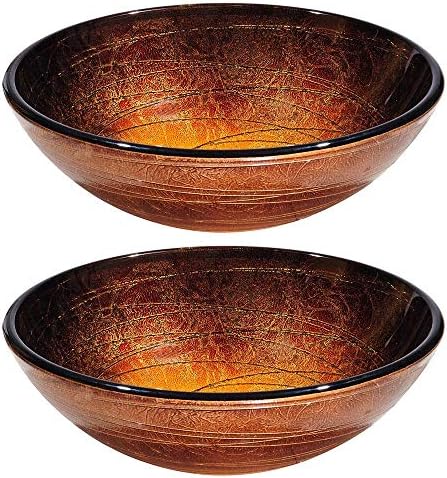 Aquaterior 2 Pack Round Tempered Glass Above Counter Vessel Bowl Vanity Sink Bathroom Kitchen Modern Wash Basin