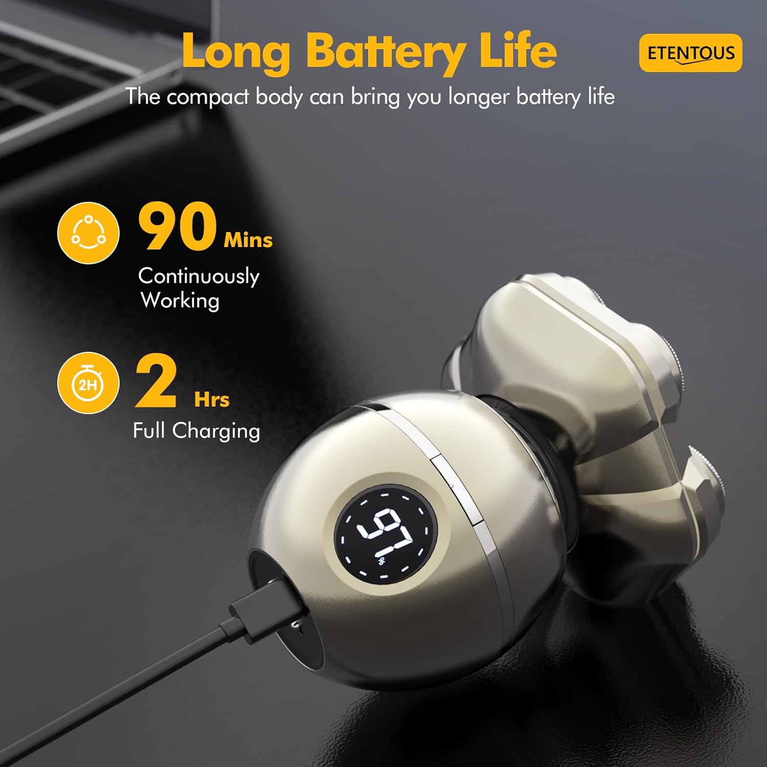 7D Head Shavers for Bald Men: 6 in 1 Detachable Bald Head Shavers - IPX7 Waterproof Wet Dry Electric Razor for Men- LED Display Shaving Grooming Kit with Type-C Charge - Image 7