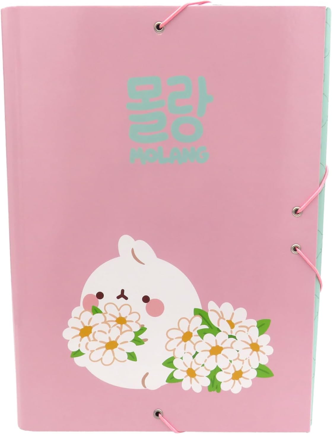 CyP Brands Molang Folders with Elastic Bands School Supplies Flower Pink Colour Official Product