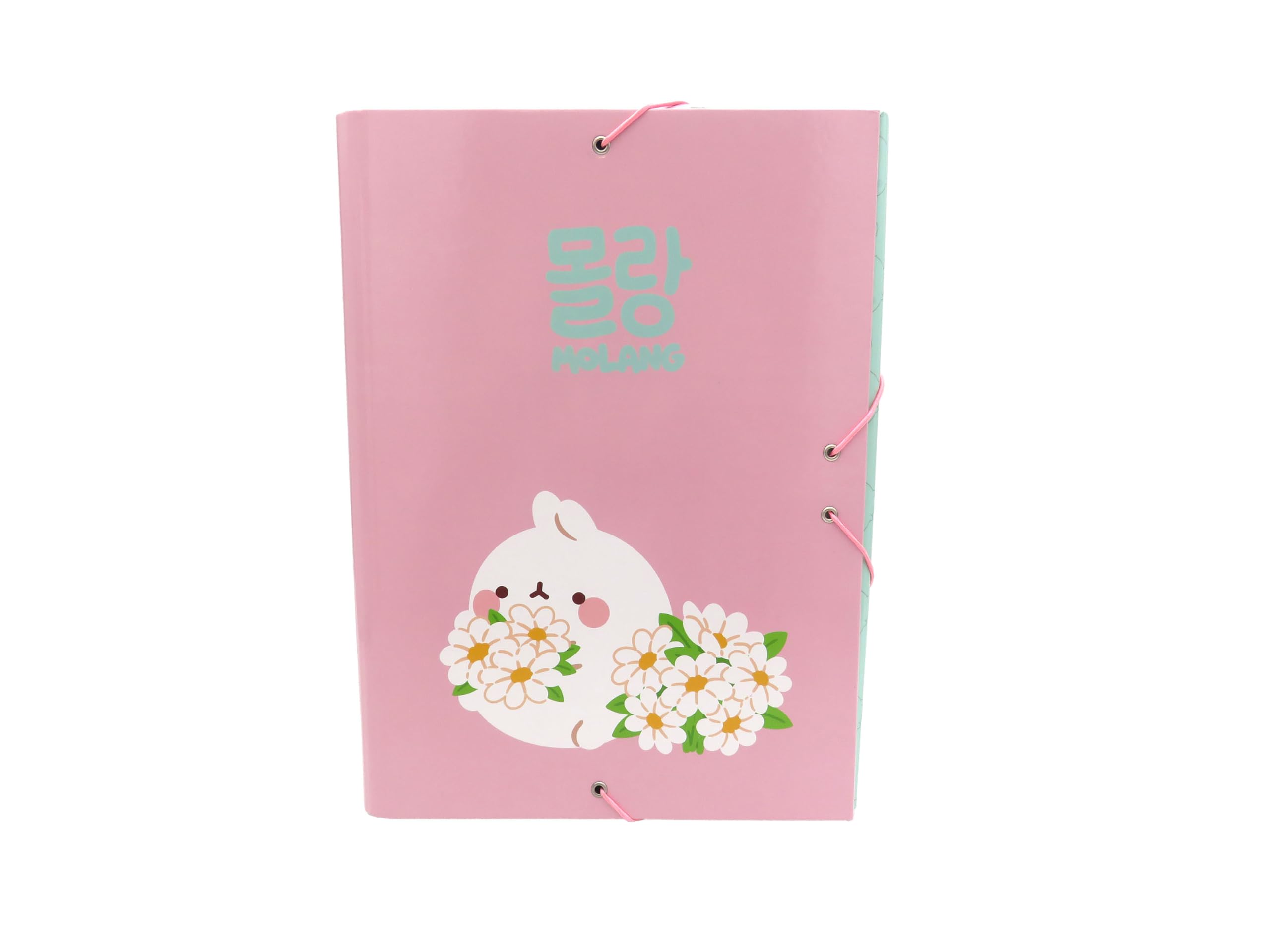 CyP Brands Molang Folders with Elastic Bands School Supplies Flower Pink Colour Official Product