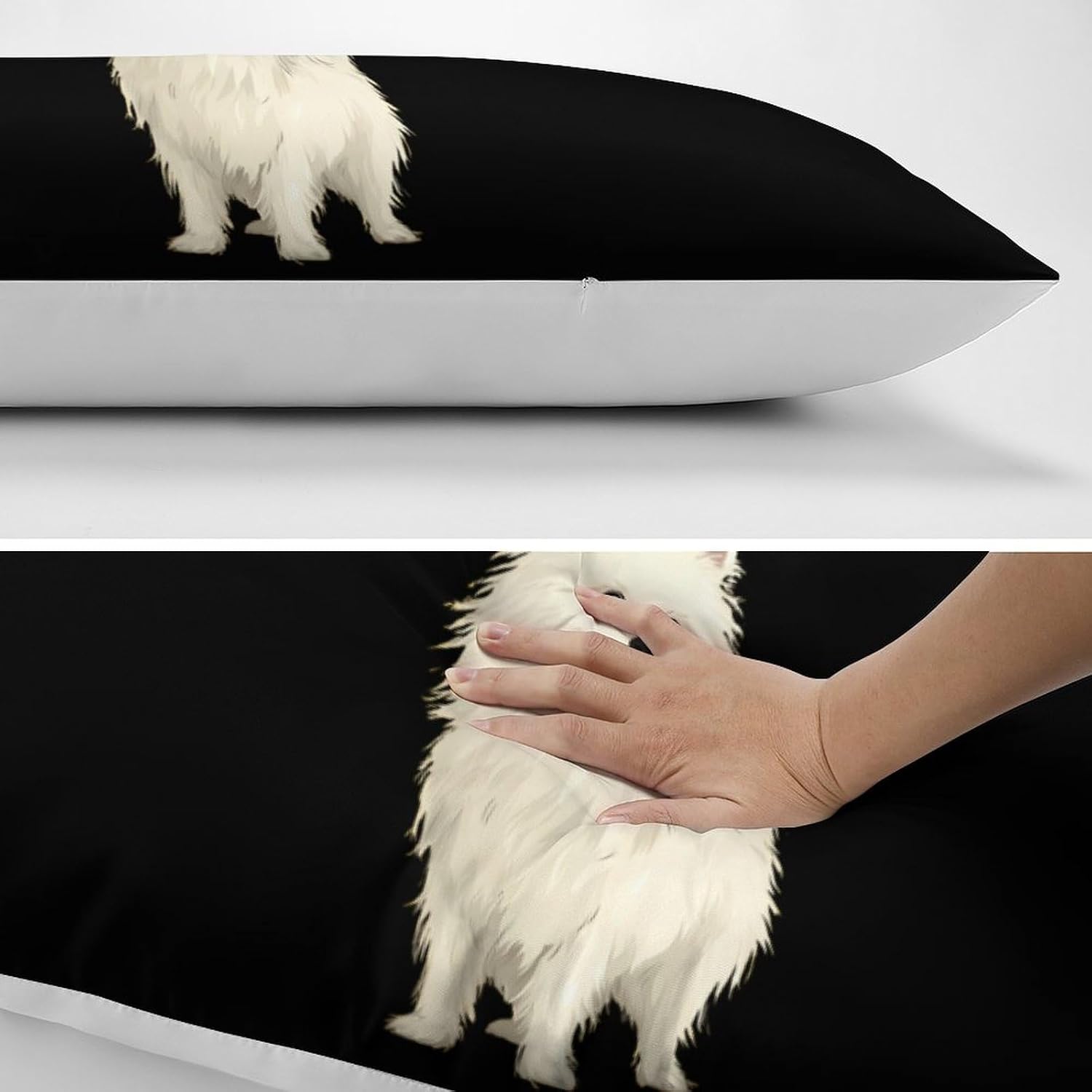Fluffy Spitz Dog Body Pillow Cover Long Cushion 18.9x53.1 Inch | pillowcase,bed decor,farmhouse,sofa