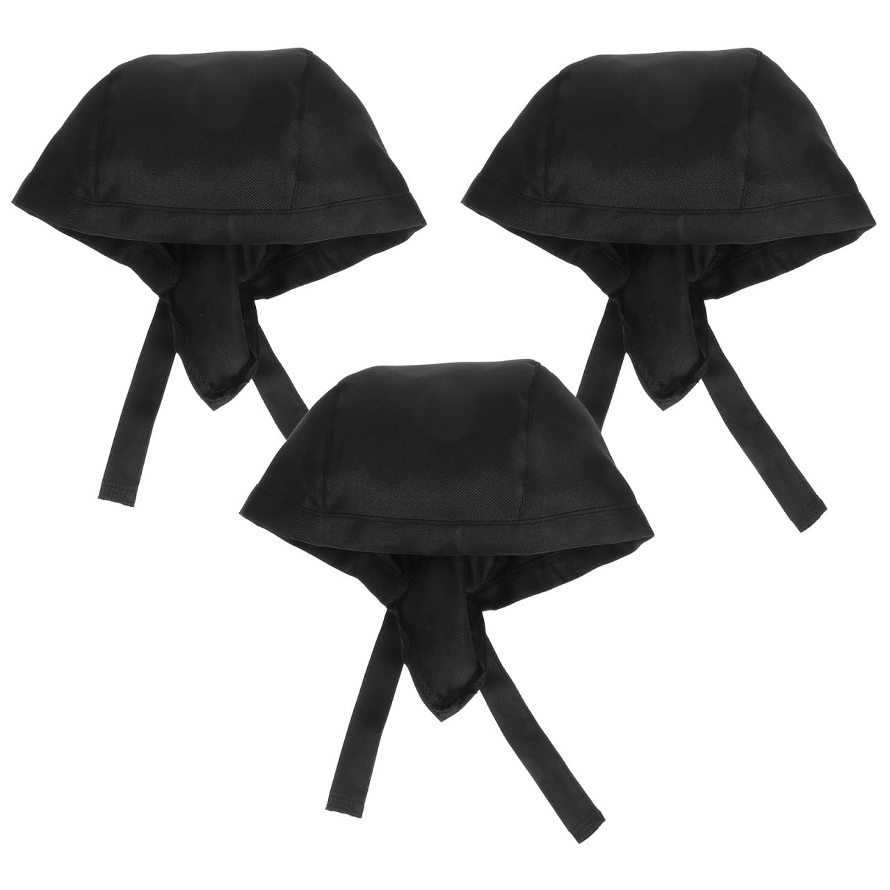 Didiseaon Gorra de Cocina Ajustable para Cocineros y Personal de Servicio, 3 Piezas Negras de Tela Transpirable, Diseño Simple y Cómodo para Trabajo Diario y Barbacoa