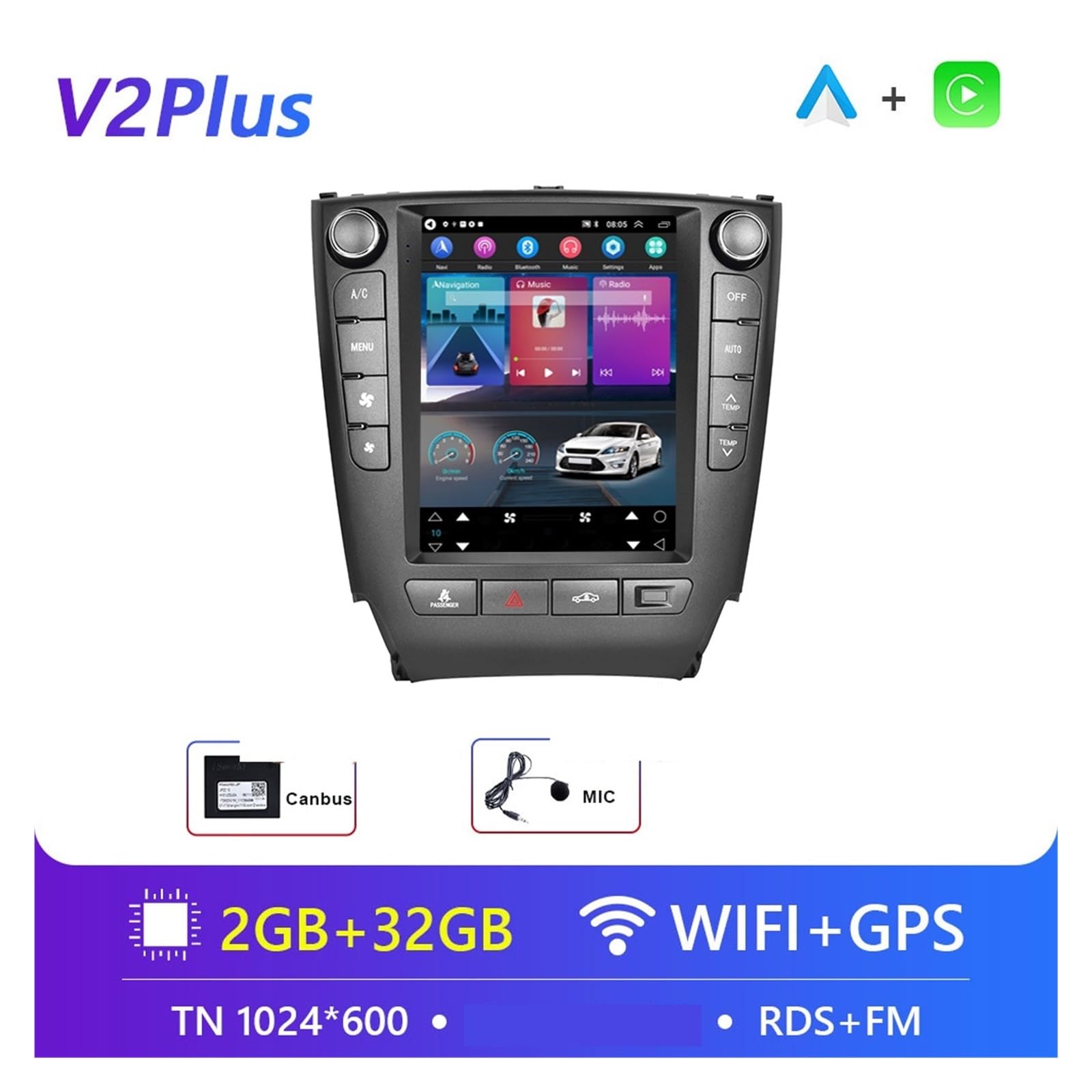 Radio Samochodowe Multimedialny Odtwarzacz Wideo Nawigacja Stereo GPS łAtwa Instalacja(32G Carplay)
