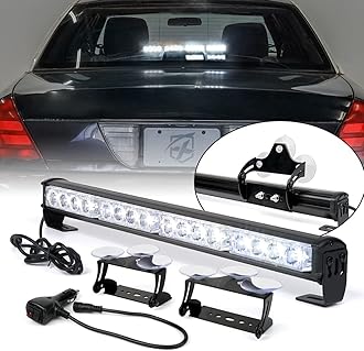 Xprite18 White 7 Modes Traffic Advisor Emergency Warning Vehicle Strobe Light Bar Kit