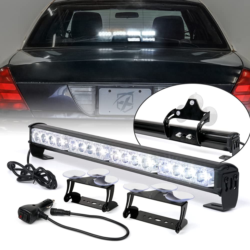Xprite18 White 7 Modes Traffic Advisor Emergency Warning Vehicle Strobe Light Bar Kit