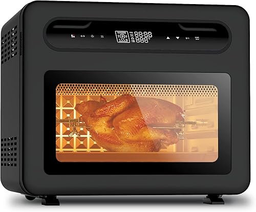 Geek Chef Horno tostador con freidora de aire de 26 cuartos de galón, horno de encimera de vapor, apto para pizza de 12 pulgadas, tostada de 6