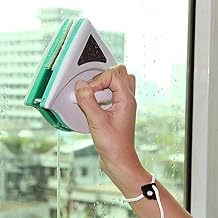 Magnetic Window Glass Cleaner | Doublefaced Glass Cleaner | Double-Side Glazed Two Sided Wiper with 2 Extra Cleaning Cotton Squeegee Washing Equipment Household Magnet