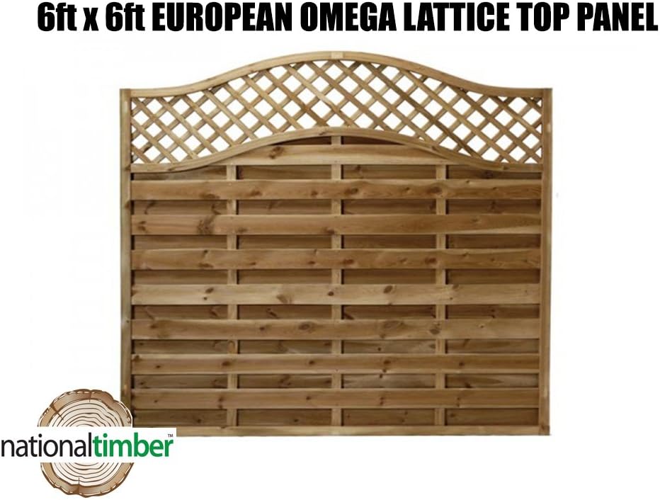6ft (1.8m) x 6ft (1.8m) European Omega Lattice Top Fence Panel
