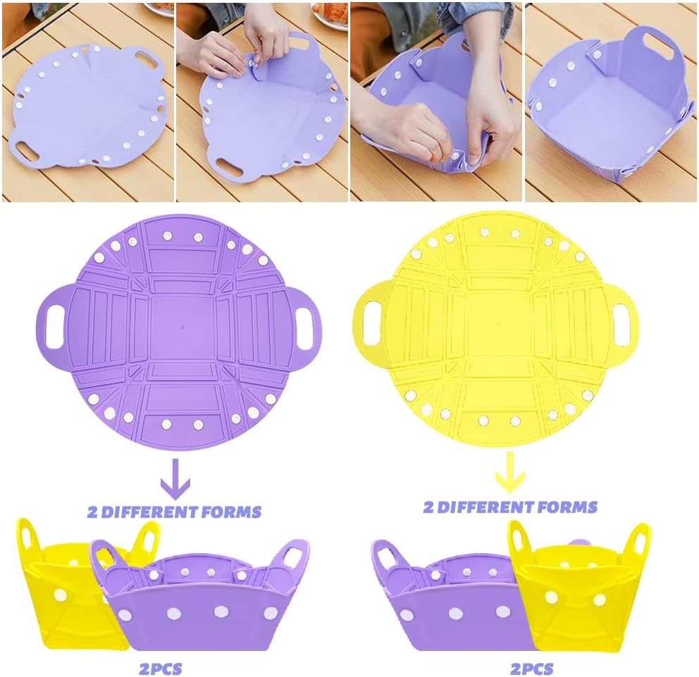 4 PCS Camping Bowl, Collapsible Silicone Bowl, Portable Camping Tableware Folding Picnic Bowl, Food Grade Material, Reusable,Space Saving,for Lunch Family Picnic