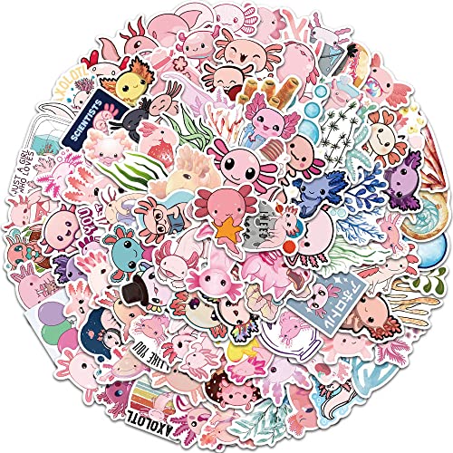 100 Pcs Cartoon Axolotl Stickers, Lovely Cute Animal Sticker For Kids Boys Girls Adult, Durable Aesthetic Pink Pet Decals For Laptop Skateboard Water Bottle Bicycle Motorbike Car Computer Scrapbook #TOP18