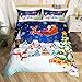 Manfei Christmas Duvet Cover Set Full Size, Snowman Christmas Tree Print Comforter Cover Santa Claus with Reindeer Bedding Set 3pcs for Kids Girls New Year Theme Bedspread Cover with 2 Pillowcases
