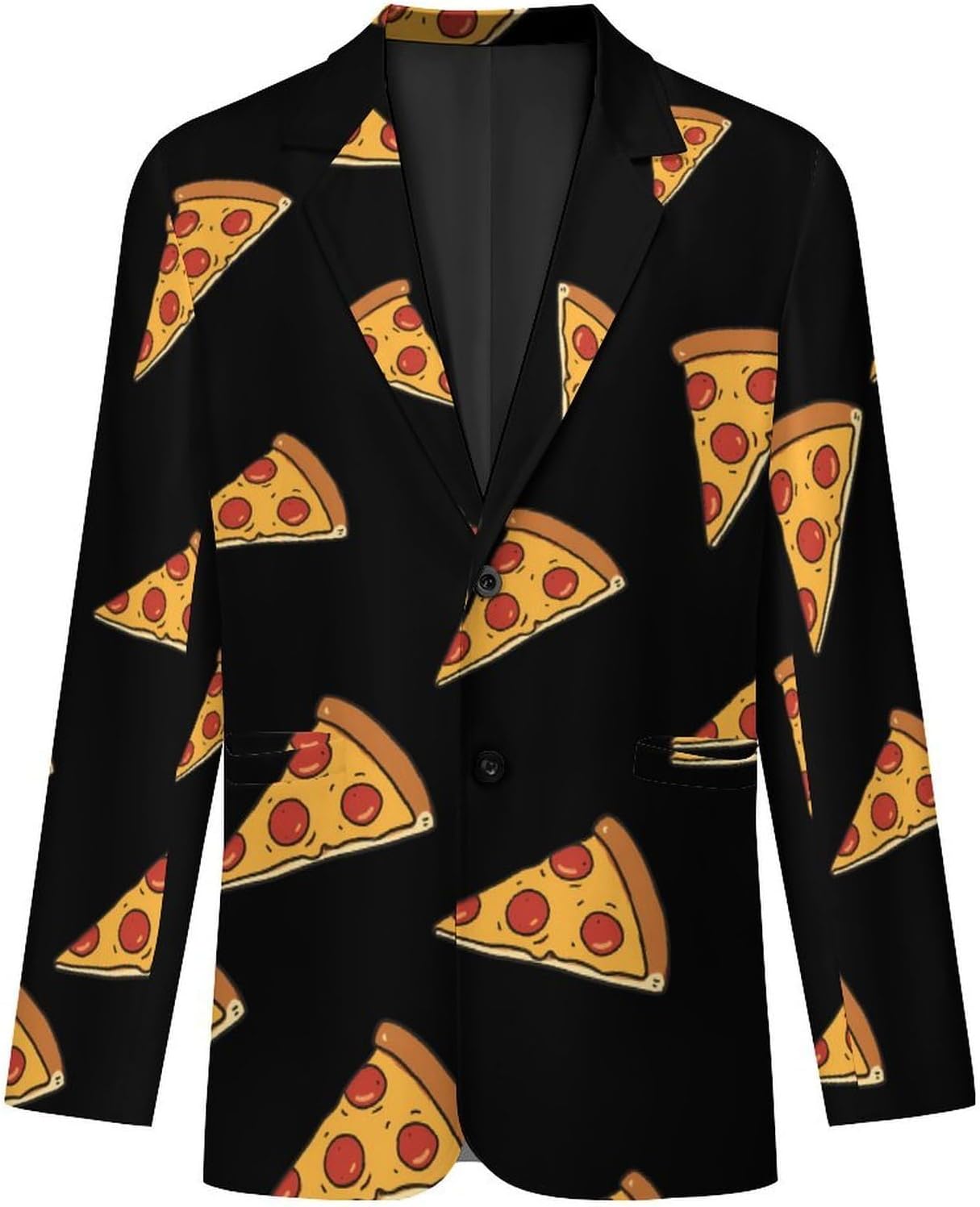 Cheese Pizza Trendy Men's Two Button Suit Funny Casual Slim Fit Blazer Coat Tuxedos Jackets