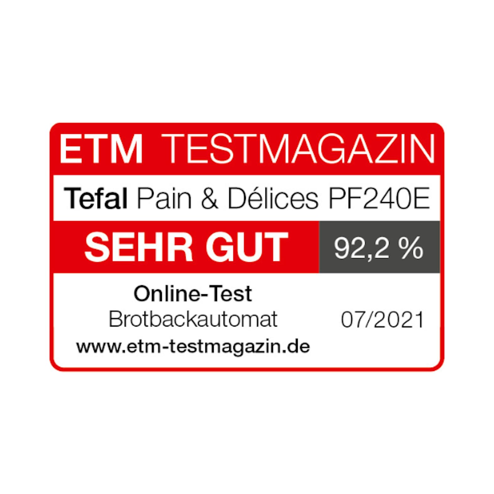 Tefal Brotbackautomat Pain & Délices, 20 Backprogramme, 3 Brotgrößen und Bräunungsstufen einstellbar, auch für Kuchen - Pizza - Nudelteig, Backform antihaftbeschichtet, schwarz/Edelstahl, PF240E