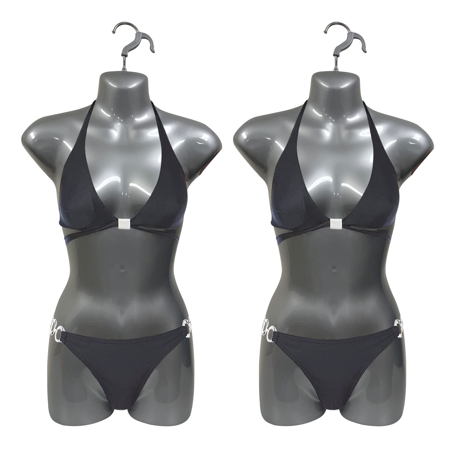 DisplayTown Female Mannequin Hip Long Torso Hollow Back Body Stackable Dress Form with Hanging Hook for Tshirt Display, Countertop, Craft Show, Photos