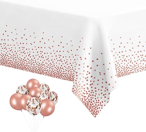 Miniatura 1 de HOMIX Manteles de plástico para mesas rectangulares, paquete de 6 manteles desechables para fiestas, manteles rectangulares con confeti de puntos de