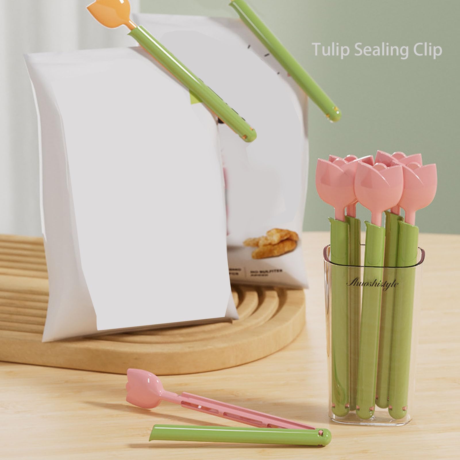 15PCS Magnet Sealing Clip, Tulip Multi Functional Bag Clips with Storage Box for Food Snack Storage