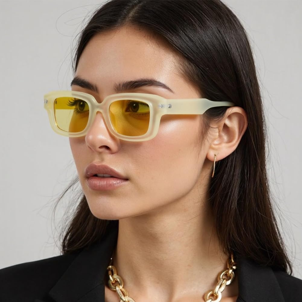 Cute Candy Color Sunglasses Street Fashion Rectangular Frame Shades