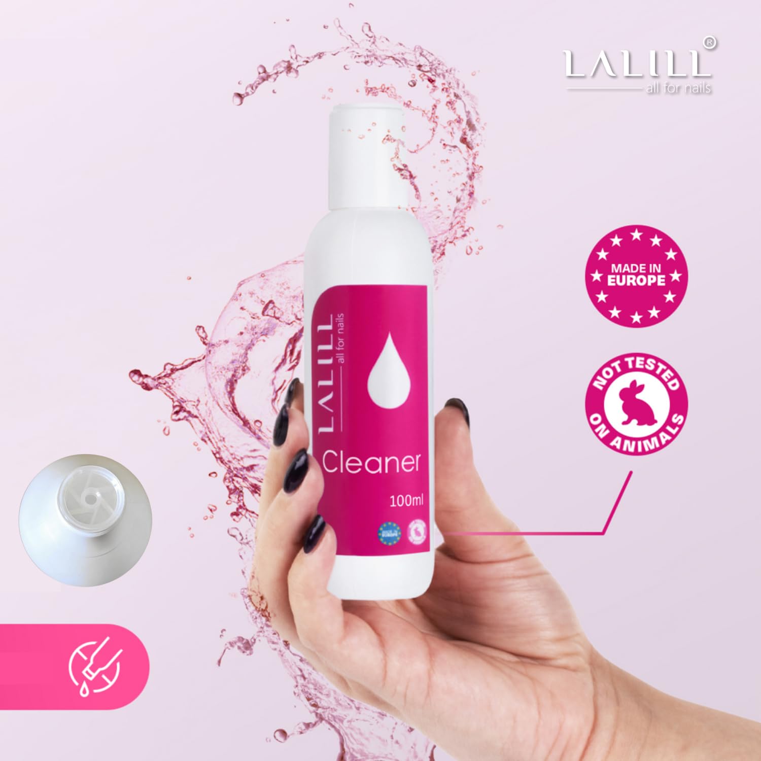 LALILL Zestaw do czyszczenia paznokci 100 ml + acetonowy zmywacz do paznokci 100 ml – odtłuszczacz do paznokci, zmywacz do paznokci, żelów, hybryd, do czyszczenia paznokci żelowych