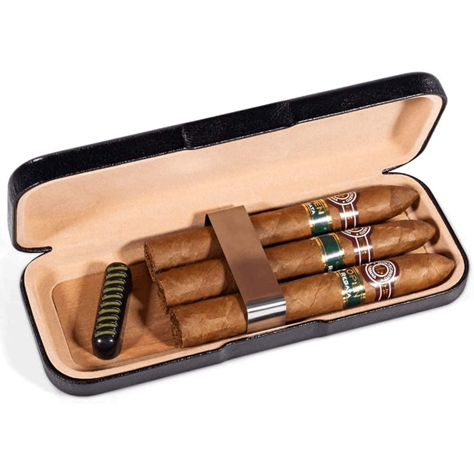 Humidor scatola Scatola per sigari in pelle, Humidor da viaggio portatile per 3 sigari, Humidor per sigari foderato in legno di cedro fatto a mano, custodia per sigari resistente Personalizzato