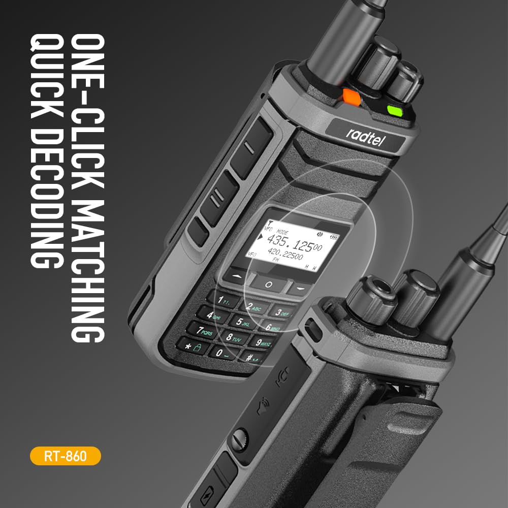 Radtel RT-860G - Radio de jamón multibanda HF UHF VHF Dual Band con AM USB LSB CW CB LW MW SW SSB Recepción, 1024 canales, batería de 2000 mAh, carga tipo C