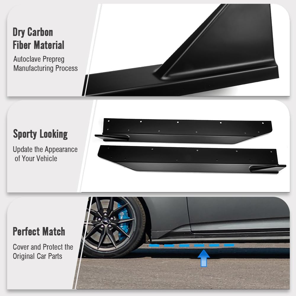 Side Skirt Extension Splitter Lip for Ford Mustang S650 GT Darkhorse Ecoboost 2024 2025 2026 Car Lower Diffuser Side Fender Skirt Body Kit Extensions (ABS Matte)