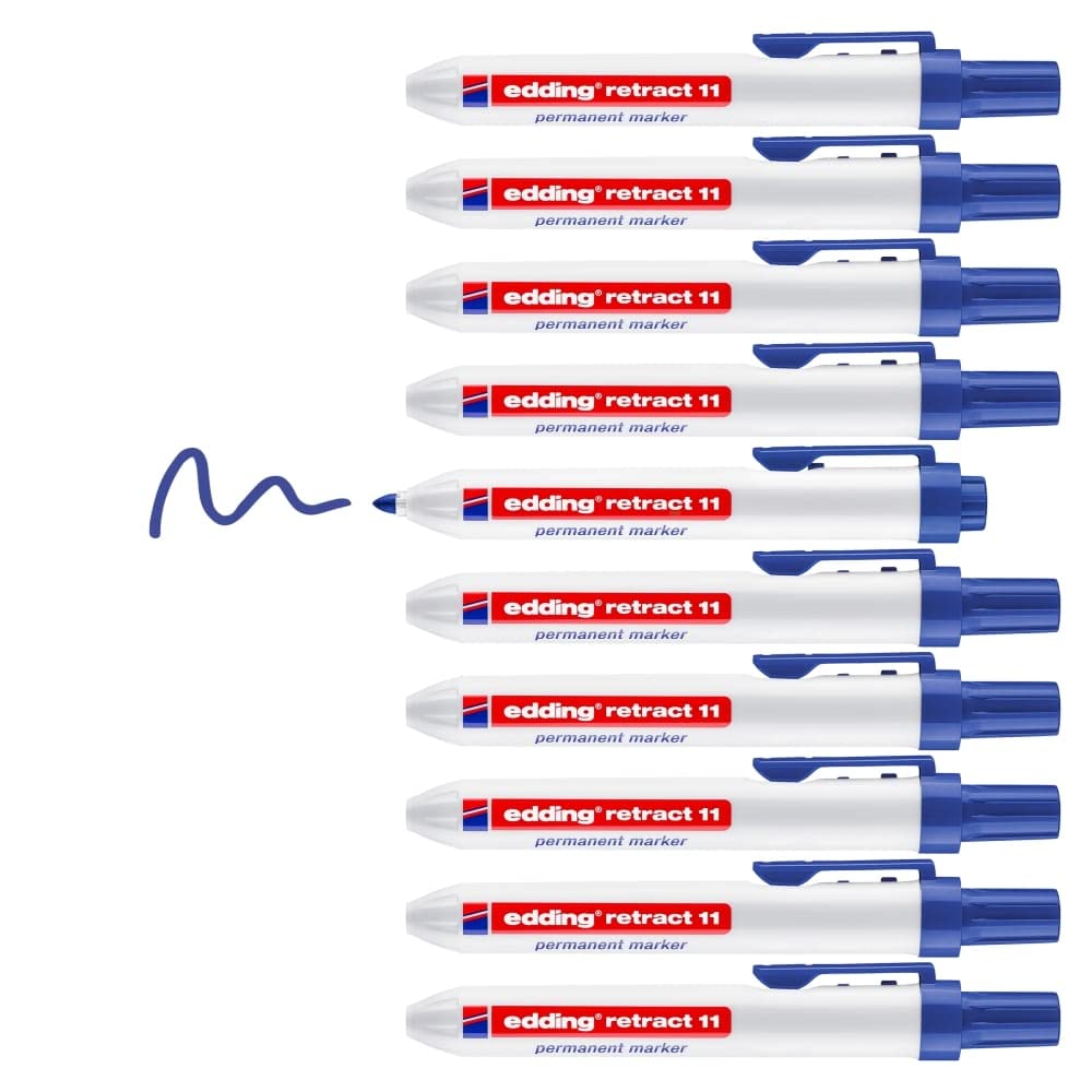 edding Retract 11 Permanent Marker - Blue (Box of 10)