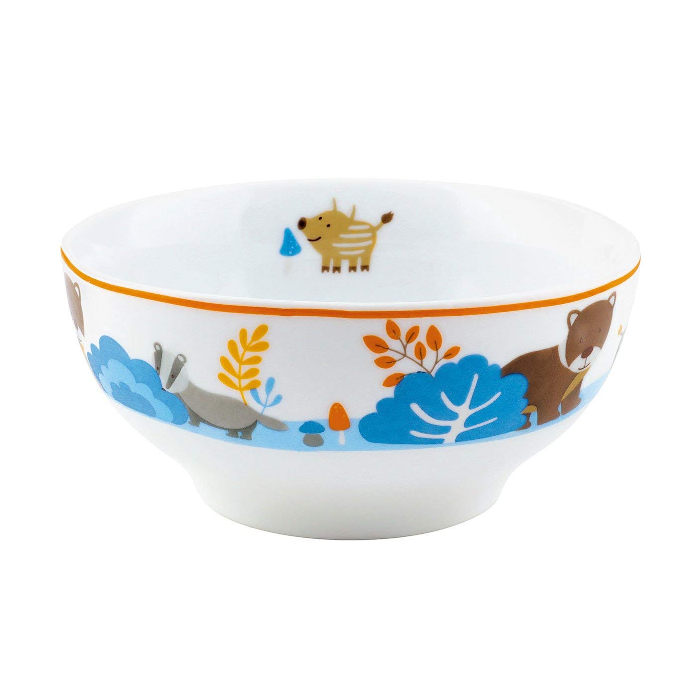 Puresigns FRIENDS Kindergeschirr Set 7-teilig - Langlebiges Design mit Waldtieren - Dachs, Bär & Wildschweinfamilie - Inkl. Besteck, Teller, Müslischale & Tasse | Geschirr + Besteck, BPA-frei & spülmaschinenfest