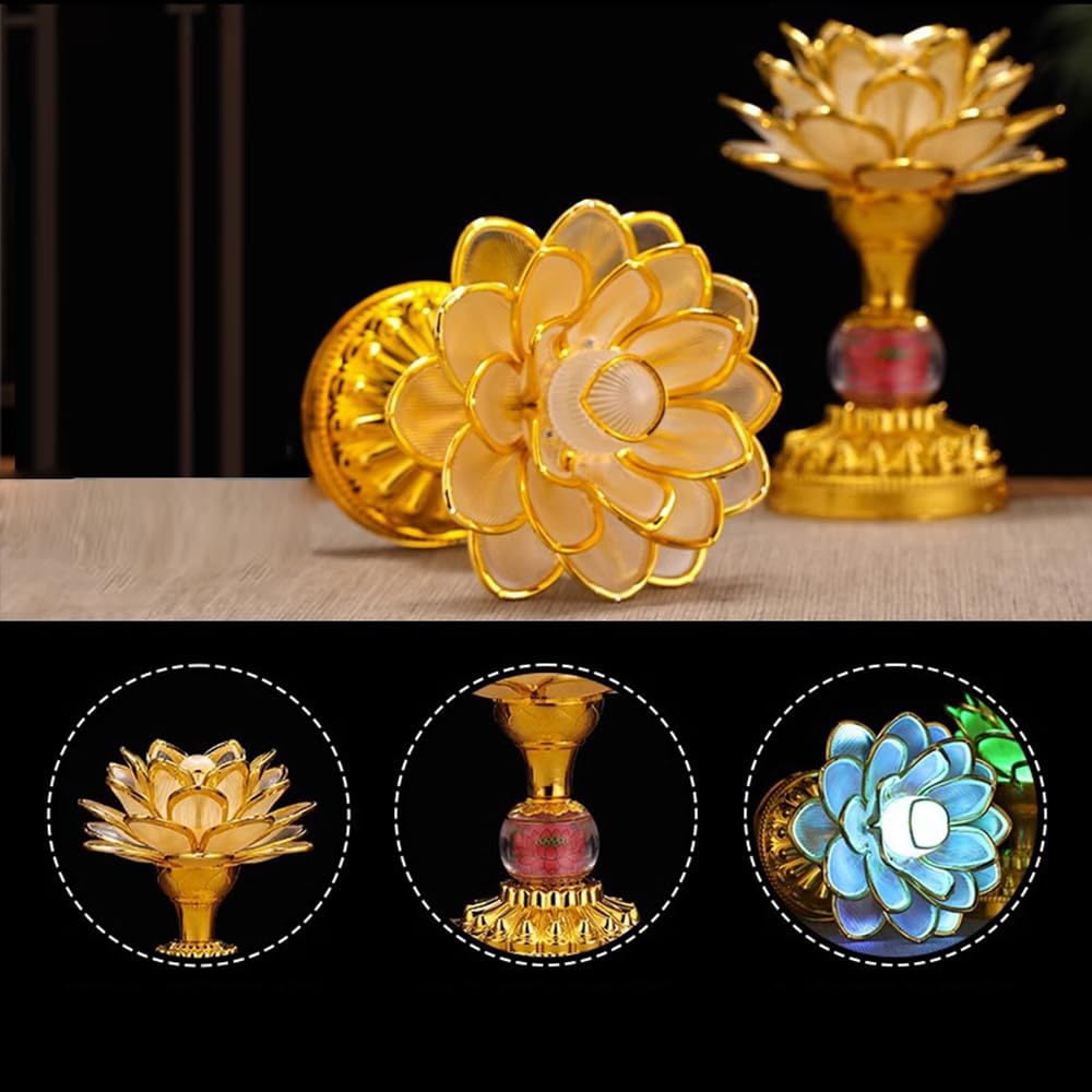 Amazon｜RAYWILL 蓮花 仏花 蓮の花 仏具 ロータス 蓮 造花 LED 7色変化