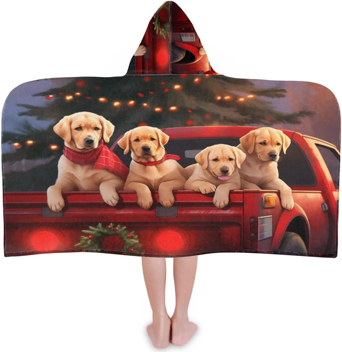 Kid Bath Towels Christmas Car Dogs Kids Towel with Hood for Girls Boys Beach Towel Pool Cover Up Soft Absorbent Toddler Hooded Bath Towel for Shower, Beach, Pool